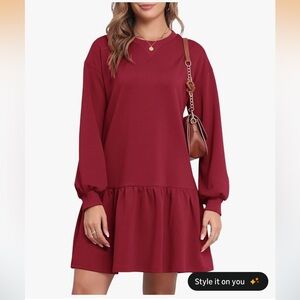 NWT Dokuritu Wine Red Sweatshirt Mini Dress
